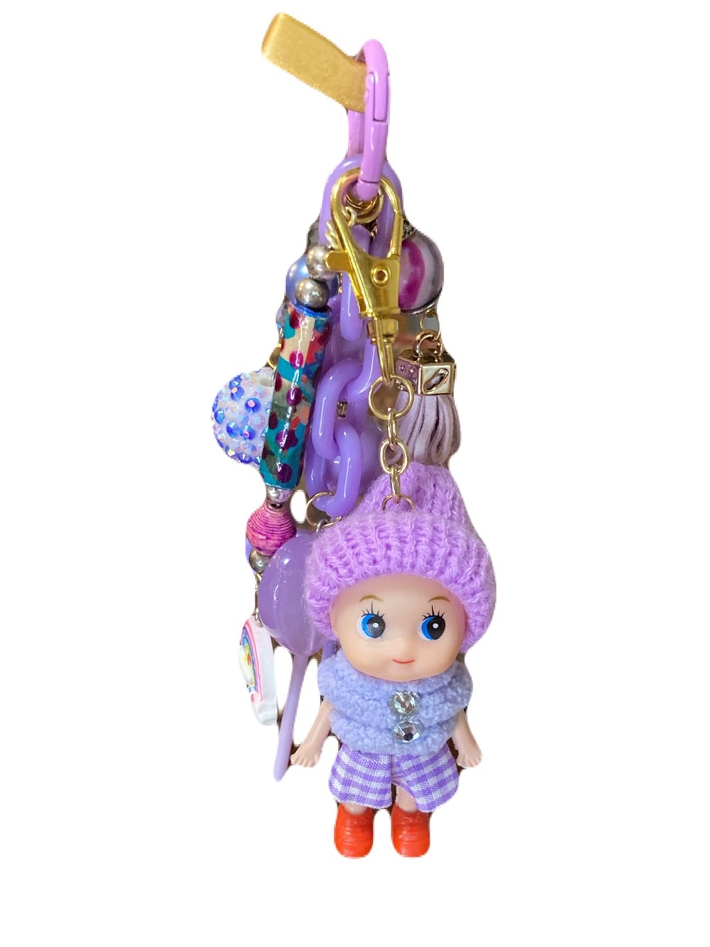Bag Charm-“Junk Keychain “ Beads Vintage Doll NWOT